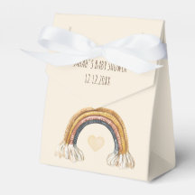 Boho Bebé Beige Watercolor Arcoiris Favor Box