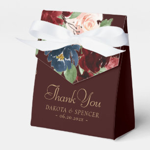 Caja Para Regalos Boho Bloom Oscuro Elegante Rojo y Marina Gracias