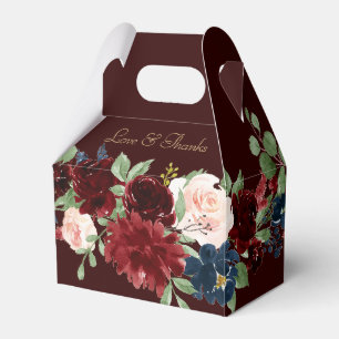 Caja Para Regalos Boho Bloom Oscuro Elegante Rojo y Marina Gracias