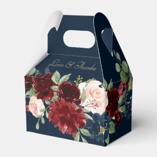 Caja Para Regalos Boho Blooms Armada Rustica Oscura y Rojo Gracias