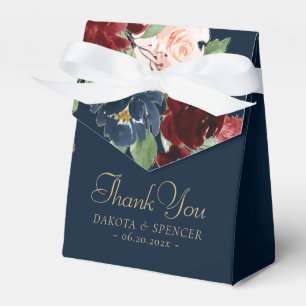 Caja Para Regalos Boho Blooms Bouquet azul y borgoña de la Marina