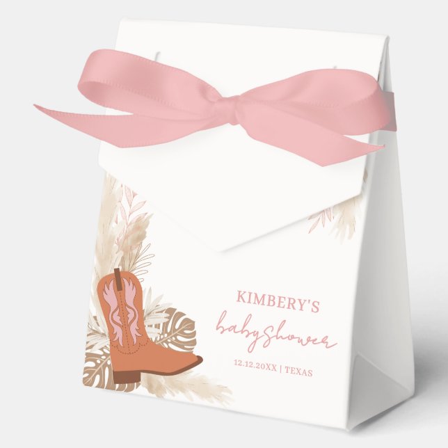 Caja Para Regalos Boho Boho Chowgirl Rosa Pampas Baby Shower (Anverso)