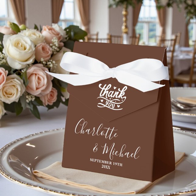 Caja Para Regalos Boho Brown Script Minimalist Wedding (Subido por el creador)