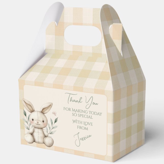 Caja Para Regalos Boho Bunny Neutral Baby Shower Favor (Anverso)
