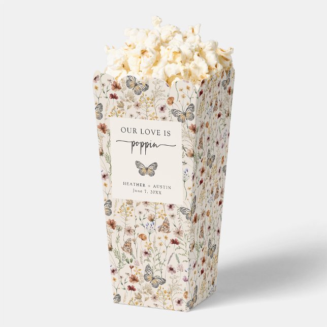 Caja Para Regalos Boho Butterfly Popcorn (Tan Wildflower Boho Butterfly Popcorn Favor Boxes by Painted Paperie
)