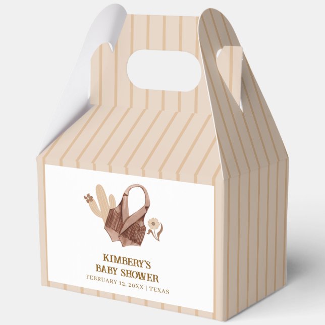 Caja Para Regalos Boho Cactus Cowgirl Neutral ruso Baby Shower (Reverso )