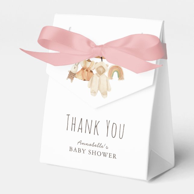 Caja Para Regalos Boho Clothesline Chica Baby Shower Favor Box (Front Side)
