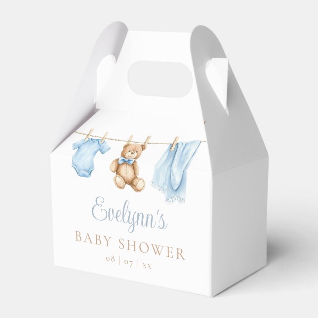 Caja Para Regalos Boho Clothesline Dusty Blue Boy Baby Shower (Front Side)