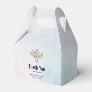 Caja Para Regalos Boho Cráneo con Mariposas y Flores Gracias