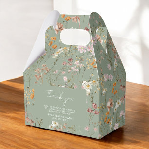 Caja Para Regalos Boho De Flor Silvestre Verde Masaje Bebé En El Jar