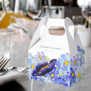 Caja Para Regalos Boho Floral Azul Agradecimiento Boda