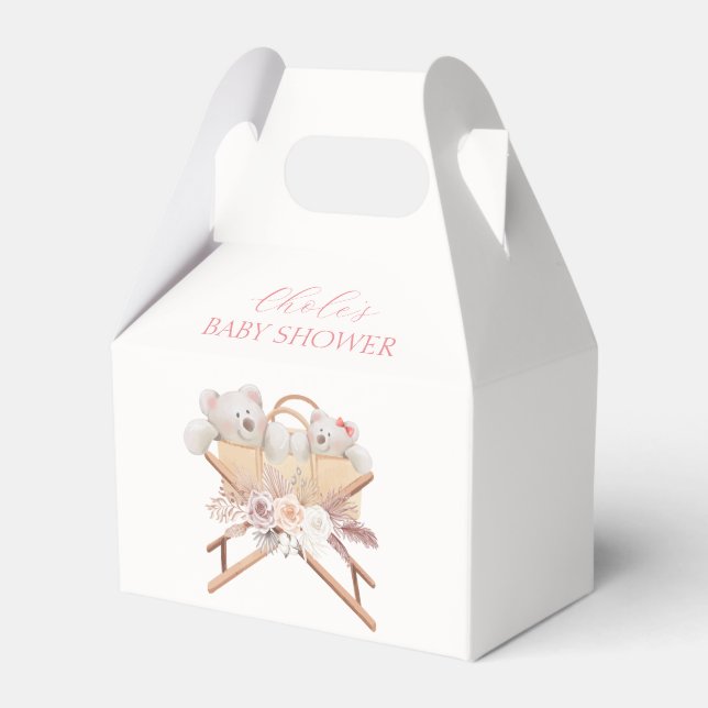 Caja Para Regalos Boho Floral Bear Bassinet Chica Baby Shower (Front Side)