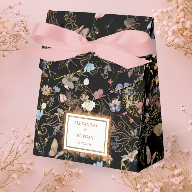 Caja Para Regalos Boho Floral Black Butterfly Garden Wedding (Subido por el creador)