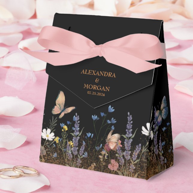 Caja Para Regalos Boho Floral Black Butterfly Garden Wedding (Boda)