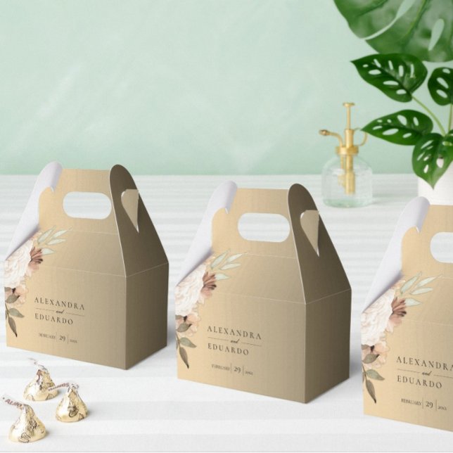 Caja Para Regalos Boho Gold Wildflowers Elegante Boda (Subido por el creador)