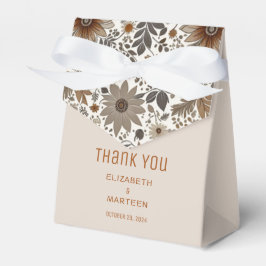 Caja Para Regalos Boho Gray Brown Floral Autumn Wedding Favor Box