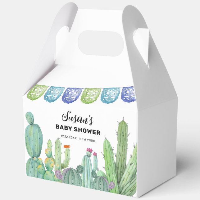 Caja Para Regalos Boho Greenery Taco Fiesta Cactus Baby Shower (Anverso)