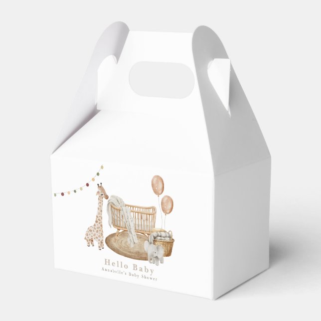 Caja Para Regalos Boho Hello Baby Nursery Crib Baby Shower (Front Side)