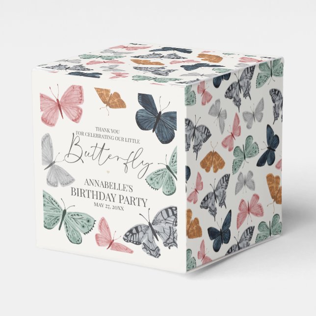 Caja Para Regalos Boho Little Butterfly Birday Party (Costado Anverso)