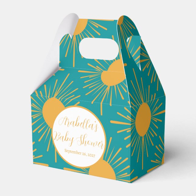 Caja Para Regalos Boho Little Ray de Sun Turquoise Baby Shower (Front Side)