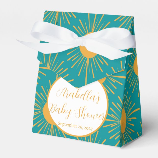 Caja Para Regalos Boho Little Ray de Sun Turquoise Baby Shower (Front Side)