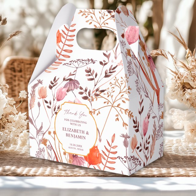 Caja Para Regalos Boho Moda Rustica Dorada Flores salvajes Cae Boda (Subido por el creador)