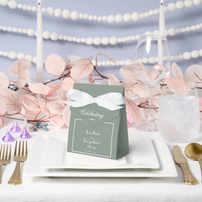 Caja Para Regalos Boho Moda Sage Green Elegant Gracias Boda (Boda)