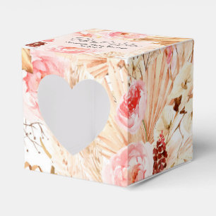 Caja Para Regalos Boho Pampas Grasa Flor Rosa Bebé Chica Ducha Pech