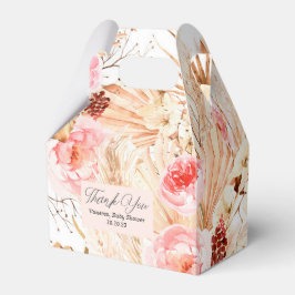 Caja Para Regalos Boho Pampas Grasa Flor Rosa Bebé Chica Ducha Pecho