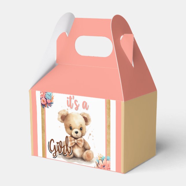 Caja Para Regalos Boho Pink Bear Baby Shower (Front Side)