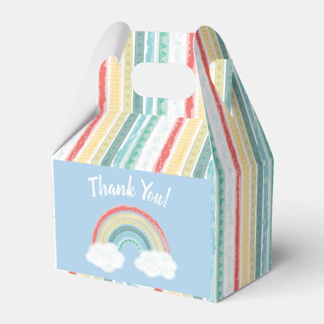 Caja Para Regalos Boho Rainbow Baby Shower Blue Boy (Front Side)