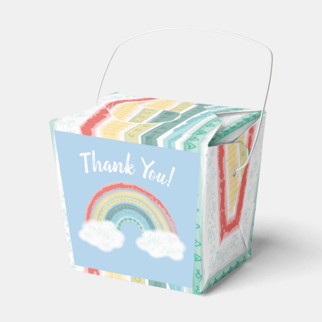 Caja Para Regalos Boho Rainbow Baby Shower Blue Boy (Front Side)