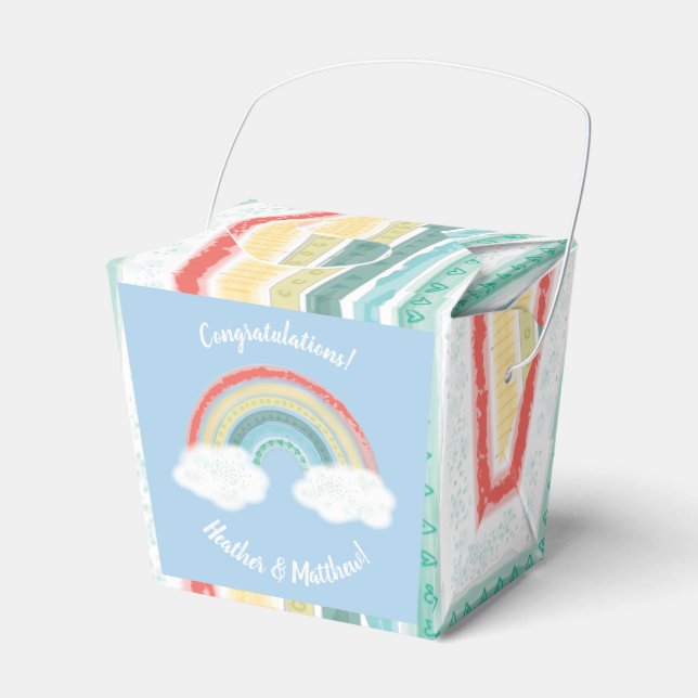 Caja Para Regalos Boho Rainbow Baby Shower Blue Boy (Front Side)