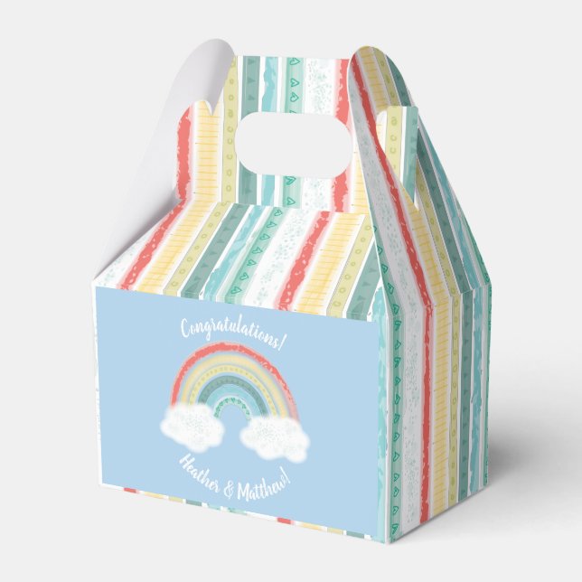 Caja Para Regalos Boho Rainbow Baby Shower Blue Boy (Front Side)