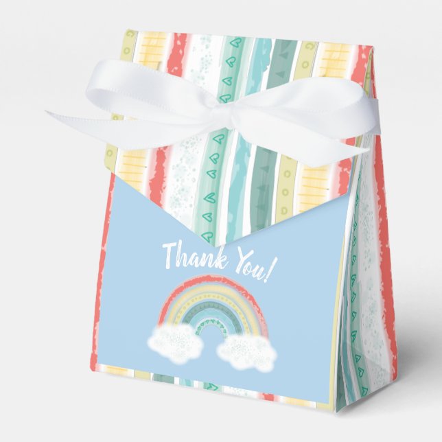 Caja Para Regalos Boho Rainbow Baby Shower Blue Boy (Front Side)