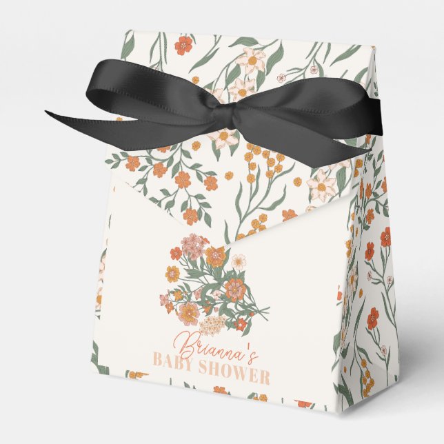 Caja Para Regalos Boho Retro Wildflower Baby Shower (Front Side)