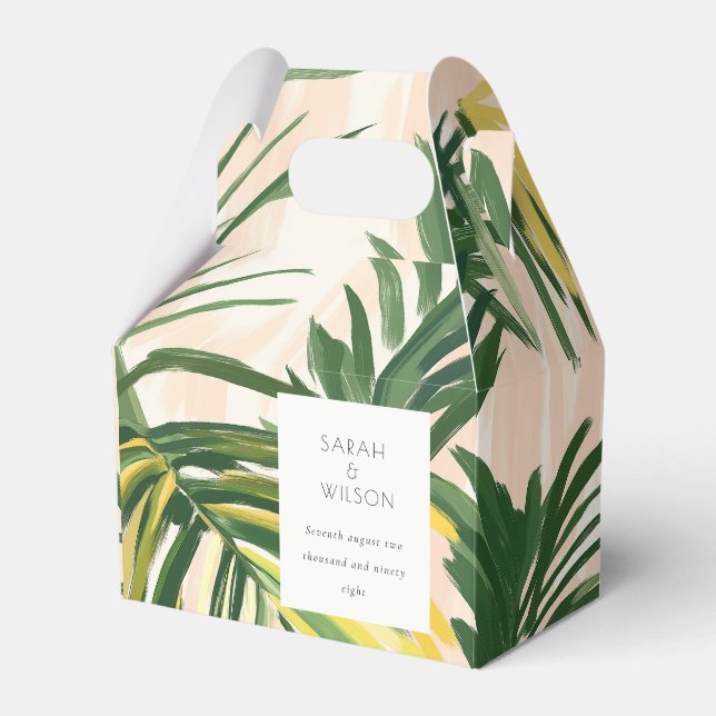 Caja Para Regalos Boho Rubor Green Tropical Palm Beach Wedding (Front Side)