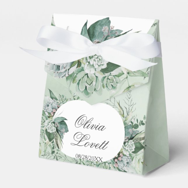 Caja Para Regalos Boho Succulum Greenery Bridal Shower (Front Side)
