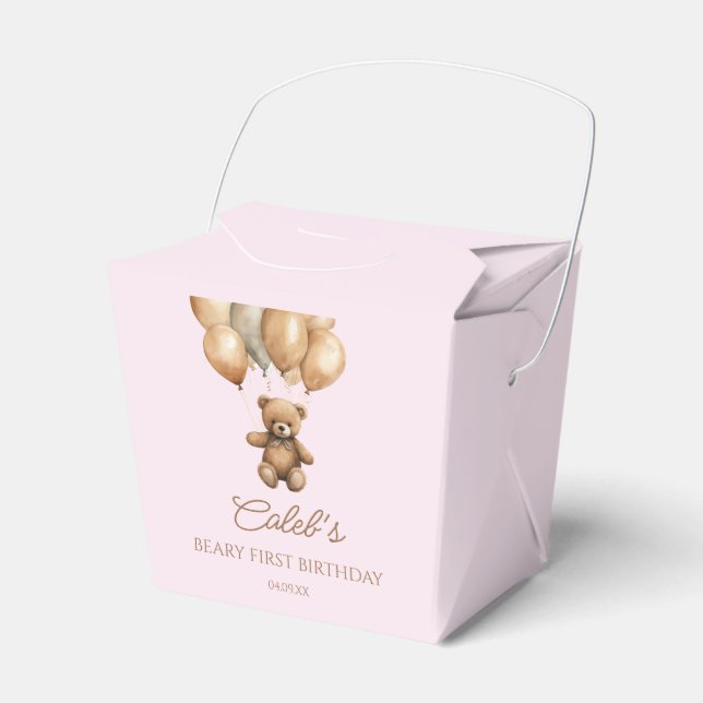 Caja Para Regalos Boho Teddy Bear Beary First Birday Party (Front Side)