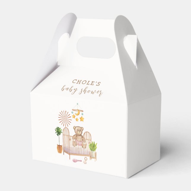 Caja Para Regalos Boho Teddy Bear Nursery Baby Shower (Front Side)