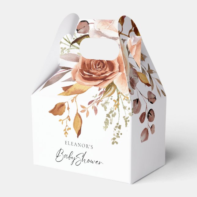 Caja Para Regalos Boho Terracotta Florals Baby Shower Gracias (Front Side)