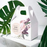 Caja Para Regalos Boho Tropical 50th Birthday Party<br><div class="desc">Añada un toque personal memorable a una celebración de 50 años con esta caja de favores a la personalizado. El tema es muy tropical, florido y fabuloso. Un marco redondo de color beige claro subió el texto junto con un hermoso loro rosado sentado sobre un ramo de elementos florales tropicales...</div>