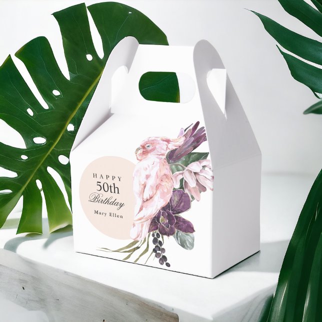 Caja Para Regalos Boho Tropical 50th Birthday Party (This style favor box available in 3 sizes.)