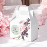 Caja Para Regalos Boho Tropical 60th Birthday Party<br><div class="desc">Añada un toque personal memorable a una celebración de cumpleaños número 60 con esta caja de favores a la personalizado. El tema es muy tropical, florido y fabuloso. Un marco redondo verde sabio rodea el texto junto con un hermoso loro rosado sentado sobre un ramo de elementos florales tropicales que...</div>