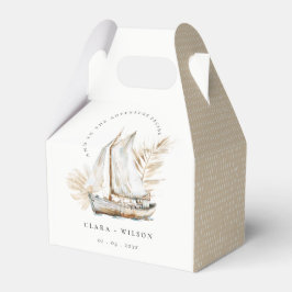 Caja Para Regalos Boho Watercolor Palm Sailboat Seascape Boda