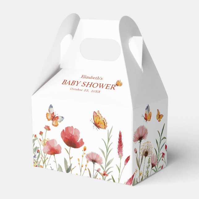 Caja Para Regalos Boho Watercolor Wildflowers Baby Shower (Front Side)