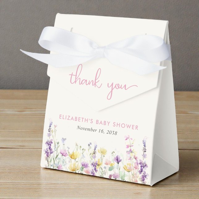 Caja Para Regalos Boho Wildflower Watercolor Baby Girl Shower (Boho Wildflower Watercolor Baby Girl Shower Favor Boxes)