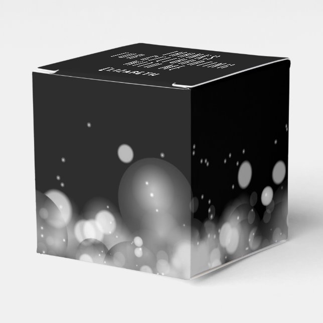 Caja Para Regalos Bokeh blanco y negro personalizado (Costado Anverso)