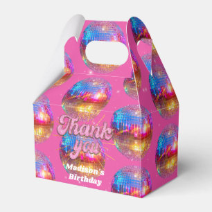 Caja Para Regalos Bola de Discoteca Groovy Dorada con Brillo Rosa Fi