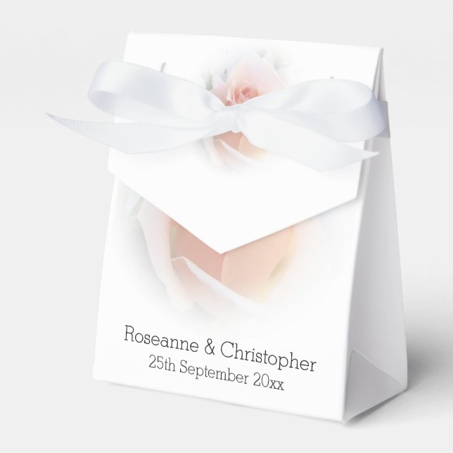 Caja Para Regalos Bolas de Favor de Boda Peach Pink Rosebud (Front Side)